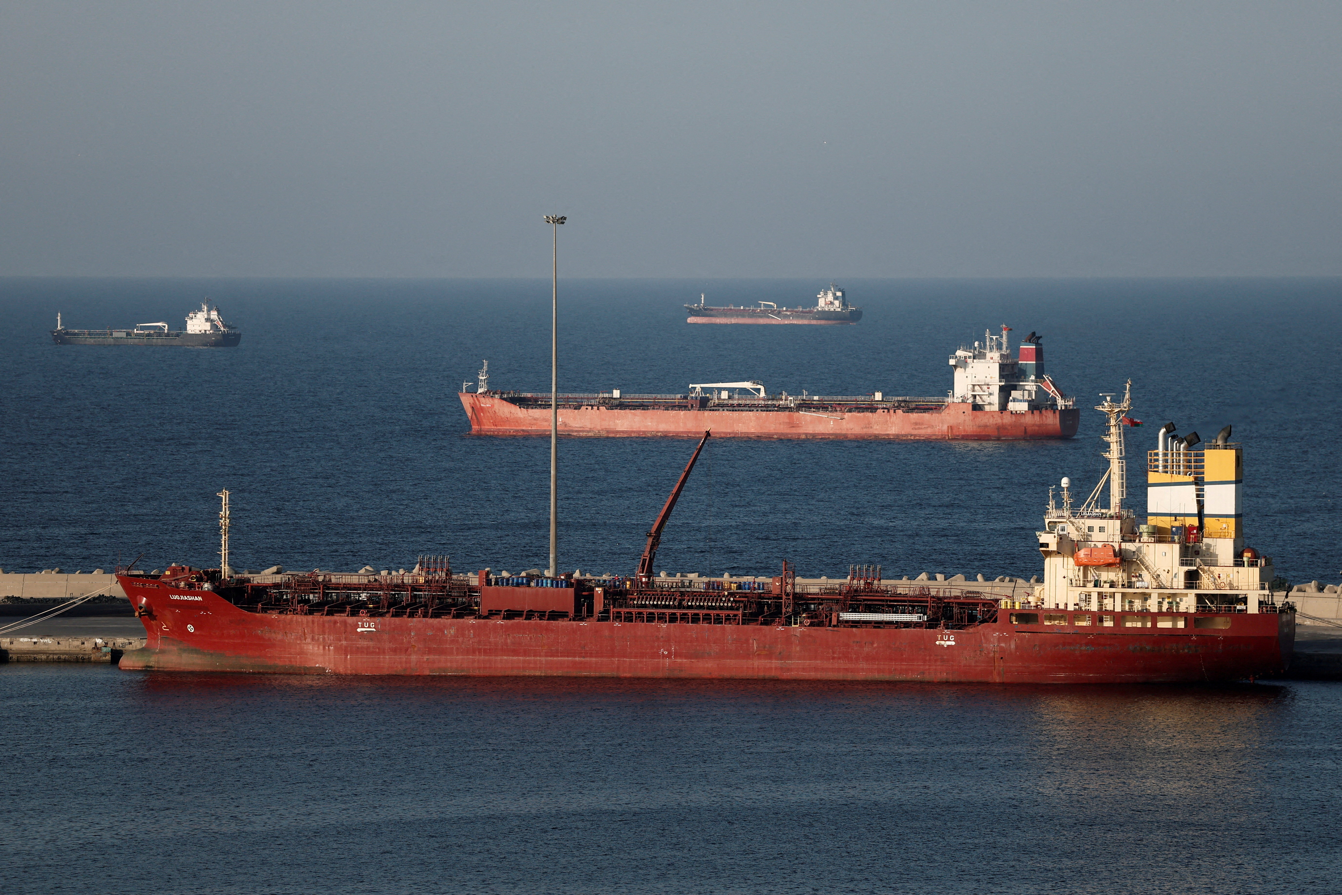 Luojiashan tanker sits anchored in Muscat, as Iran vows to close the Strait of Hormuz, amid the U.S.-Israeli conflict with Iran, in Muscat, Oman, March 7, 2026. REUTERS/Benoit Tessier/File Photo