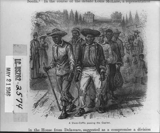 Enslaved people passing by the Capitol