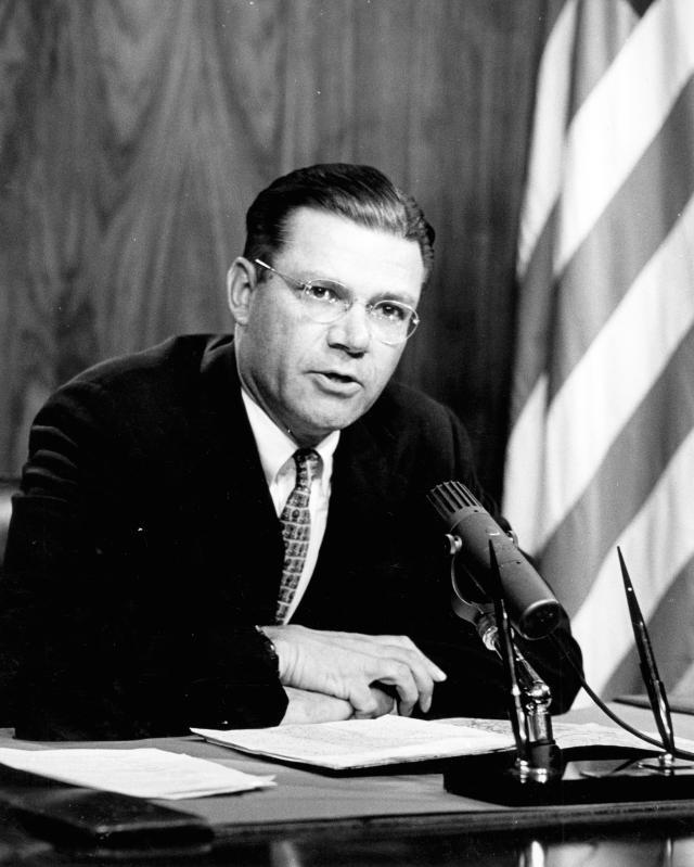 Secretary of Defense Robert testifying before the Senate on August 6, 1964. U.S. Naval Institute Photo archive.