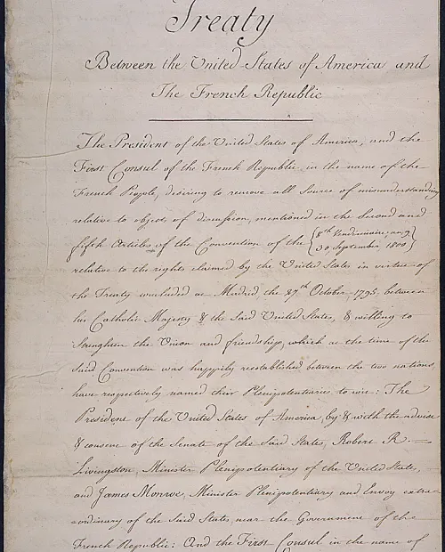 First page of the Treaty establishing the Louisiana Purchase